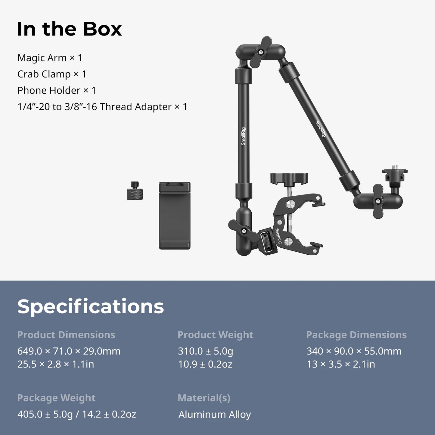 Adjustable Desktop Shooting Magic Arm Kit with Crab Clamp for Smartphones, Webcams, and Action Cameras 4766