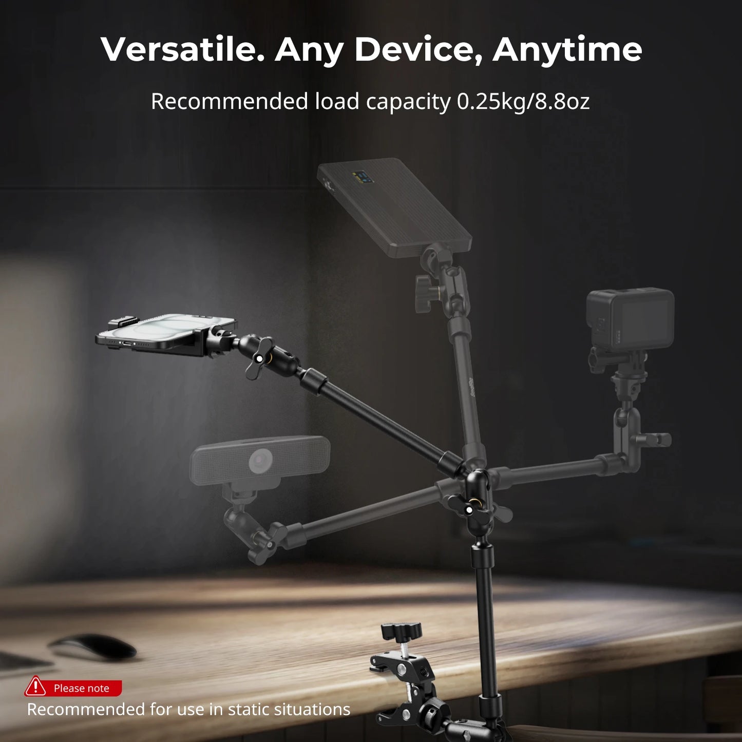 Adjustable Desktop Shooting Magic Arm Kit with Crab Clamp for Smartphones, Webcams, and Action Cameras 4766