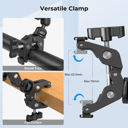 Adjustable Desktop Shooting Magic Arm Kit with Crab Clamp for Smartphones, Webcams, and Action Cameras 4766
