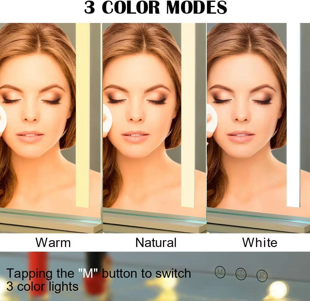 Illuminated Vanity Makeup Mirror with Adjustable Lighting Modes, 15X Magnification, Smart Touch Control, and 360° Rotation