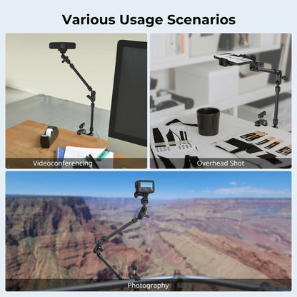 Adjustable Desktop Shooting Magic Arm Kit with Crab Clamp for Smartphones, Webcams, and Action Cameras 4766