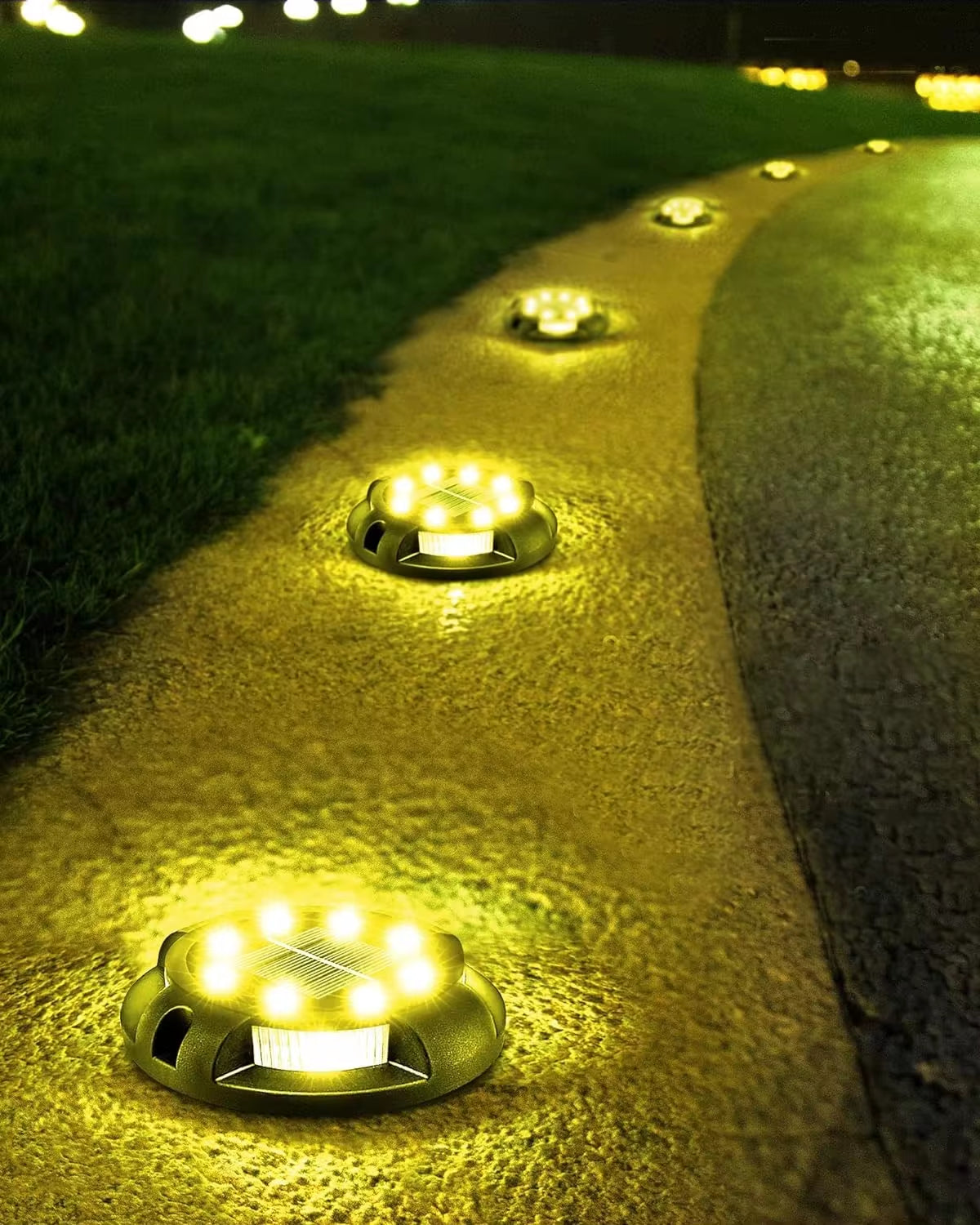 Professional Solar Ground Lights for Outdoor Decoration, 12 LED Waterproof Solar Disk Lights for Gardens, Pathways, Lawns, and Patios