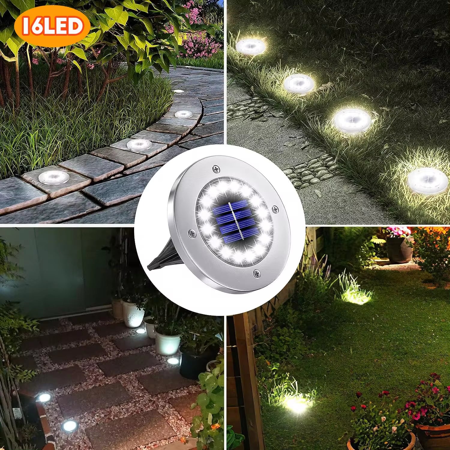 Professional Solar Ground Lights for Outdoor Decoration, 12 LED Waterproof Solar Disk Lights for Gardens, Pathways, Lawns, and Patios