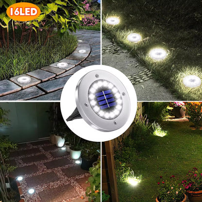 Professional Solar Ground Lights for Outdoor Decoration, 12 LED Waterproof Solar Disk Lights for Gardens, Pathways, Lawns, and Patios