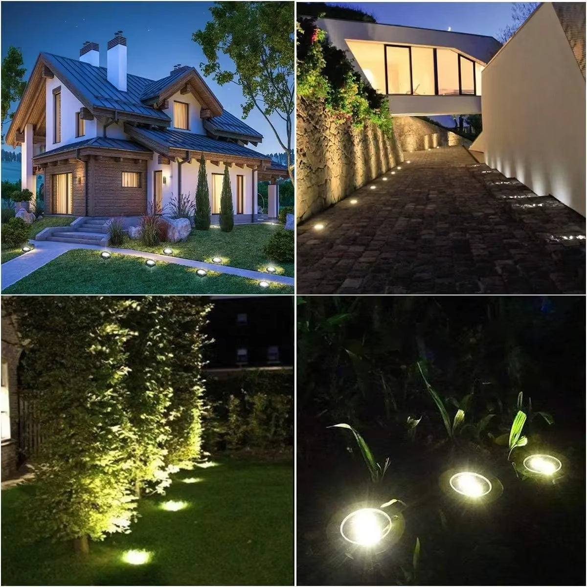 Professional Solar Ground Lights for Outdoor Decoration, 12 LED Waterproof Solar Disk Lights for Gardens, Pathways, Lawns, and Patios