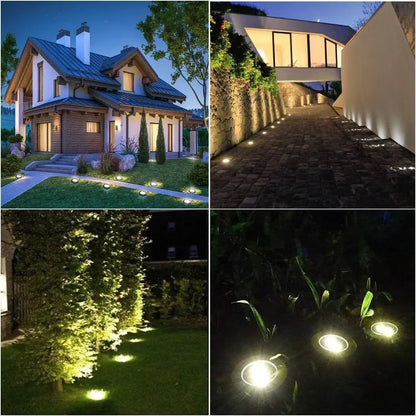 Professional Solar Ground Lights for Outdoor Decoration, 12 LED Waterproof Solar Disk Lights for Gardens, Pathways, Lawns, and Patios