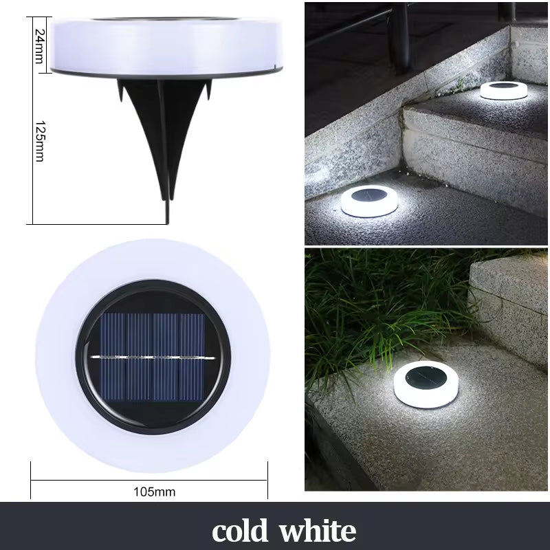 Professional Solar Ground Lights for Outdoor Decoration, 12 LED Waterproof Solar Disk Lights for Gardens, Pathways, Lawns, and Patios