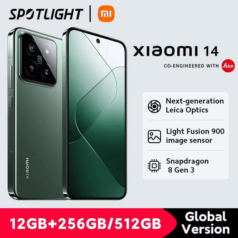 14 Global Version Smartphone with 256GB/512GB Storage, 120Hz 6.36" AMOLED Display, Snapdragon 8 Gen 3, 50MP Leica Camera, 90W Hypercharge