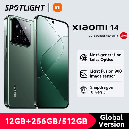 14 Global Version Smartphone with 256GB/512GB Storage, 120Hz 6.36" AMOLED Display, Snapdragon 8 Gen 3, 50MP Leica Camera, 90W Hypercharge