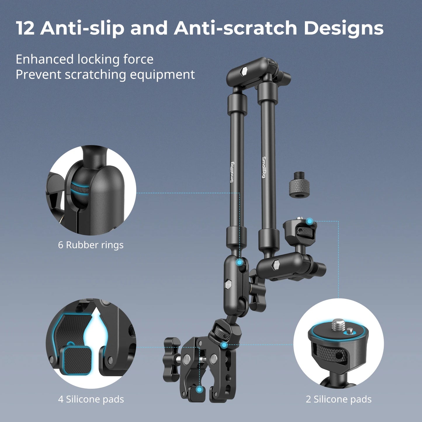 Adjustable Desktop Shooting Magic Arm Kit with Crab Clamp for Smartphones, Webcams, and Action Cameras 4766