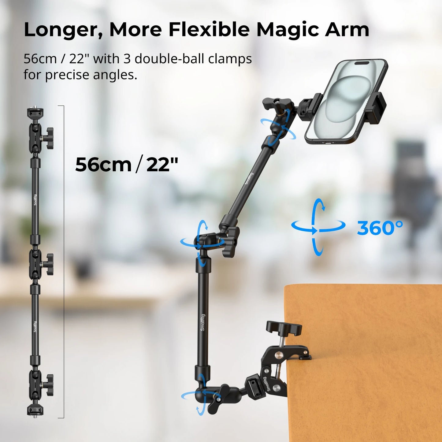 Adjustable Desktop Shooting Magic Arm Kit with Crab Clamp for Smartphones, Webcams, and Action Cameras 4766