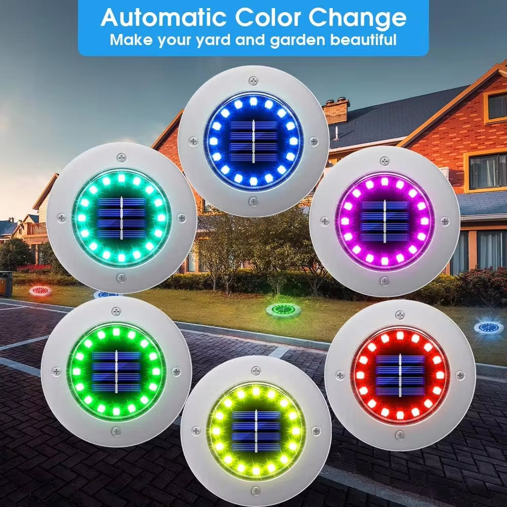 Professional Solar Ground Lights for Outdoor Decoration, 12 LED Waterproof Solar Disk Lights for Gardens, Pathways, Lawns, and Patios