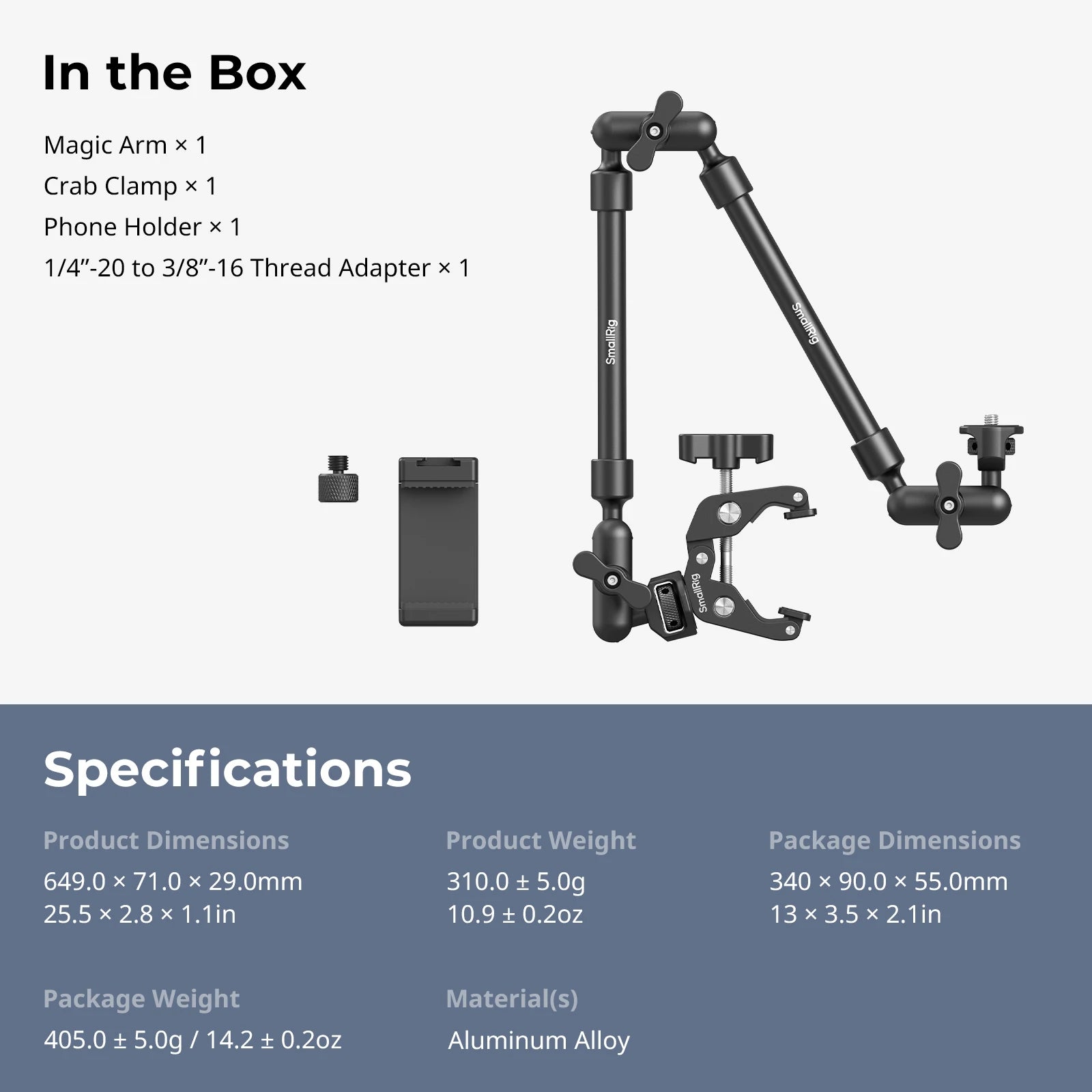 Adjustable Desktop Shooting Magic Arm Kit with Crab Clamp for Smartphones, Webcams, and Action Cameras 4766