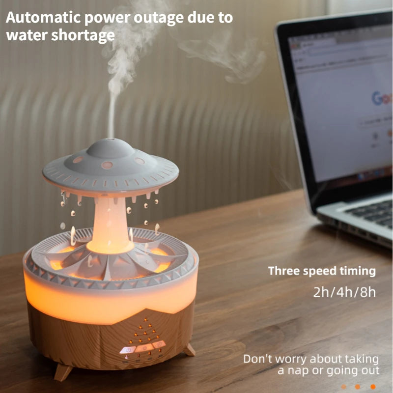 UFO Raindrop Humidifier - USB Aromatherapy Essential Oil Diffuser and Mist Maker for Home Decor