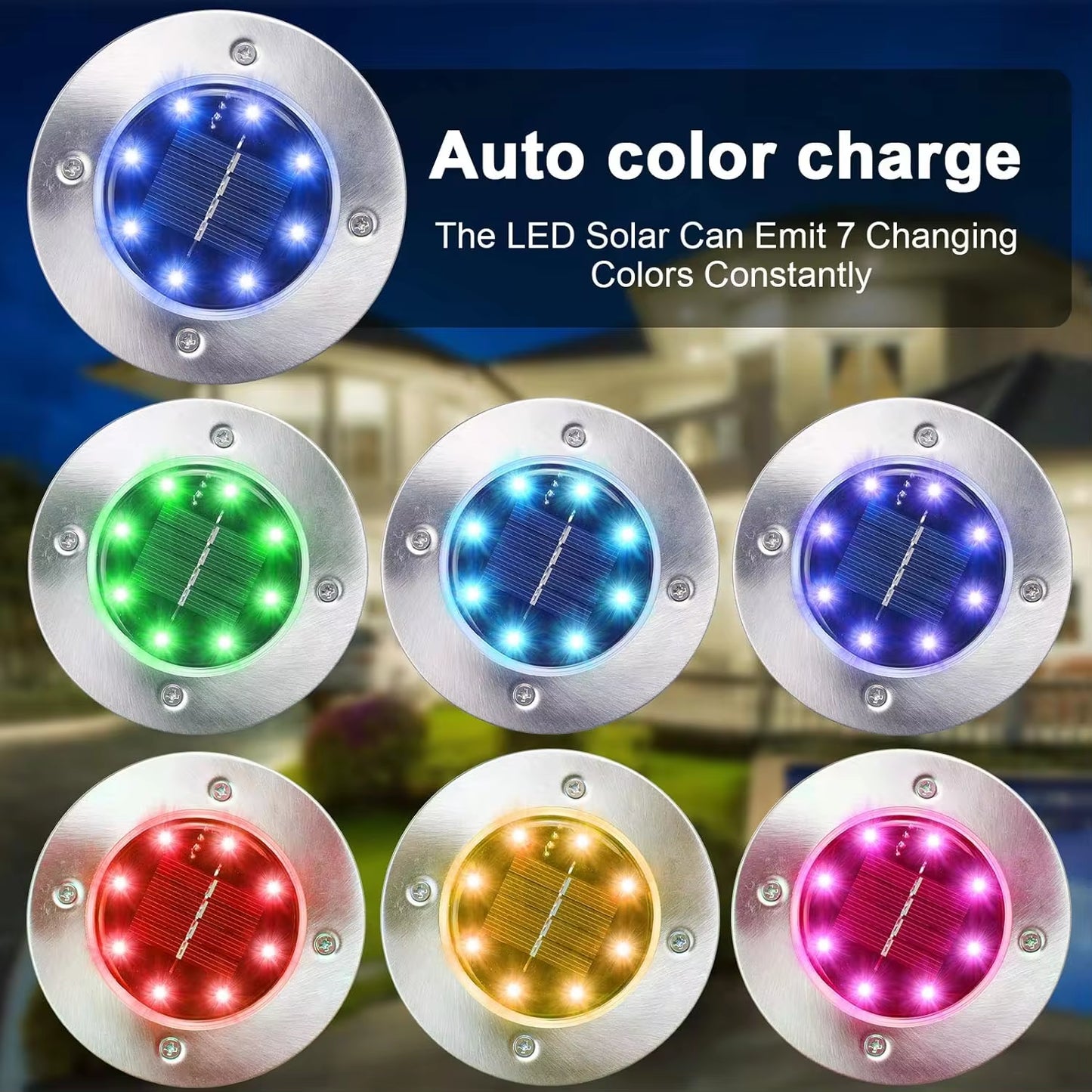 Professional Solar Ground Lights for Outdoor Decoration, 12 LED Waterproof Solar Disk Lights for Gardens, Pathways, Lawns, and Patios