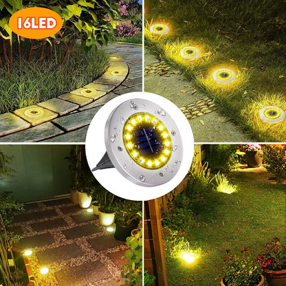 Professional Solar Ground Lights for Outdoor Decoration, 12 LED Waterproof Solar Disk Lights for Gardens, Pathways, Lawns, and Patios