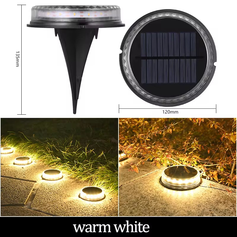 Professional Solar Ground Lights for Outdoor Decoration, 12 LED Waterproof Solar Disk Lights for Gardens, Pathways, Lawns, and Patios