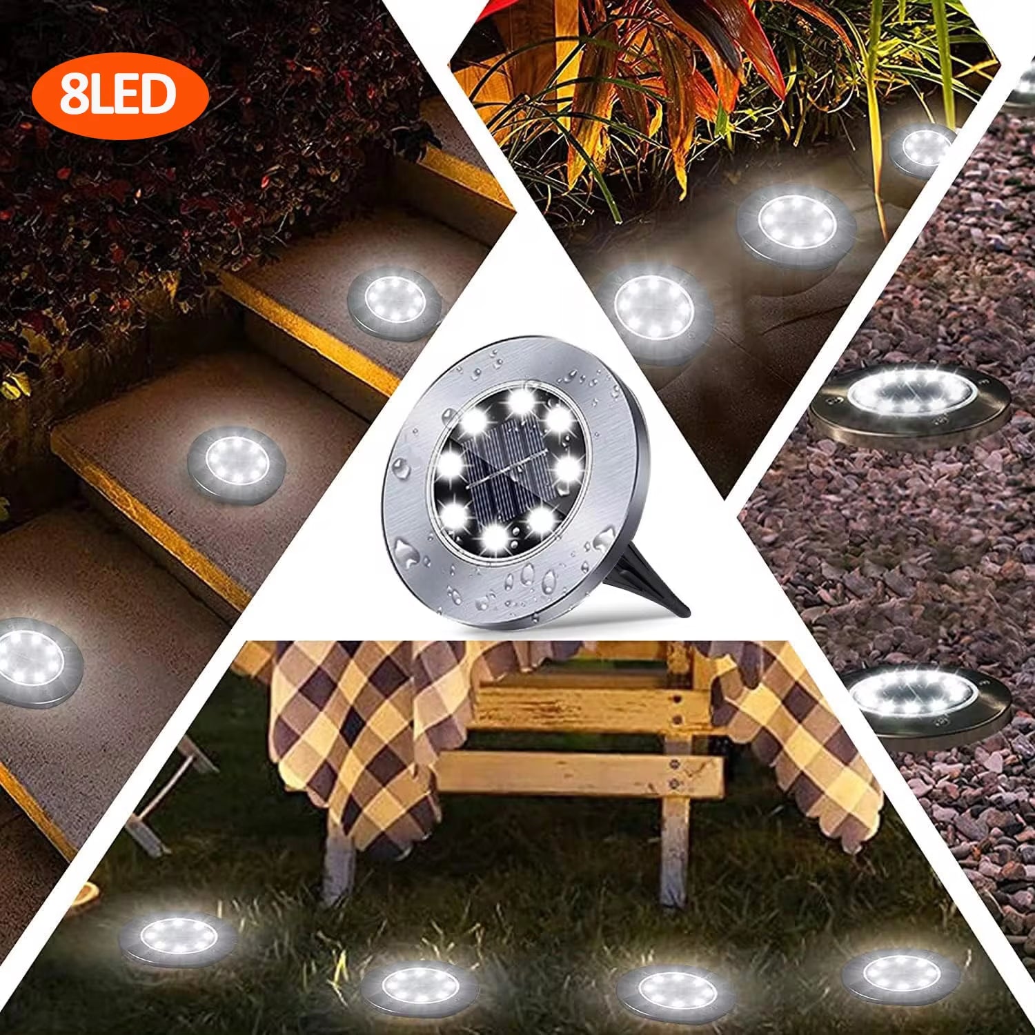 Professional Solar Ground Lights for Outdoor Decoration, 12 LED Waterproof Solar Disk Lights for Gardens, Pathways, Lawns, and Patios