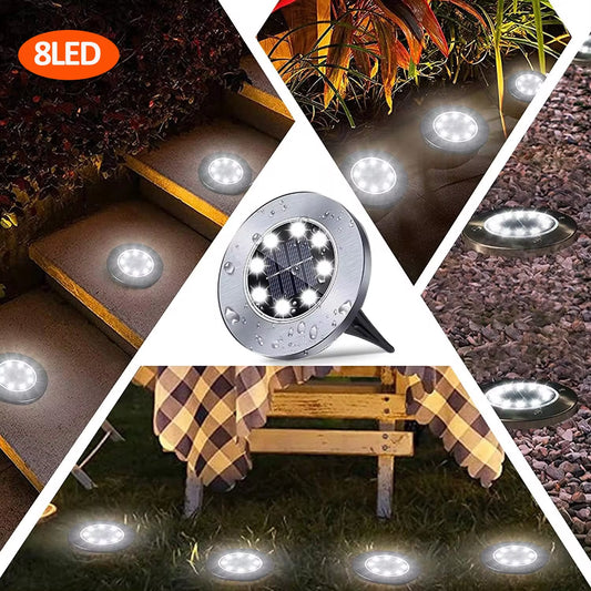 Professional Solar Ground Lights for Outdoor Decoration, 12 LED Waterproof Solar Disk Lights for Gardens, Pathways, Lawns, and Patios