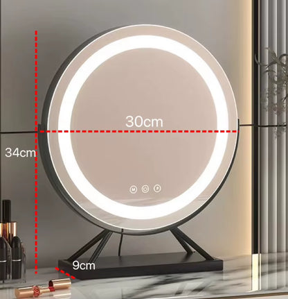 Illuminated Vanity Makeup Mirror with Adjustable Lighting Modes, 15X Magnification, Smart Touch Control, and 360° Rotation