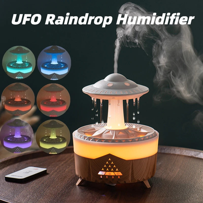 UFO Raindrop Humidifier - USB Aromatherapy Essential Oil Diffuser and Mist Maker for Home Decor
