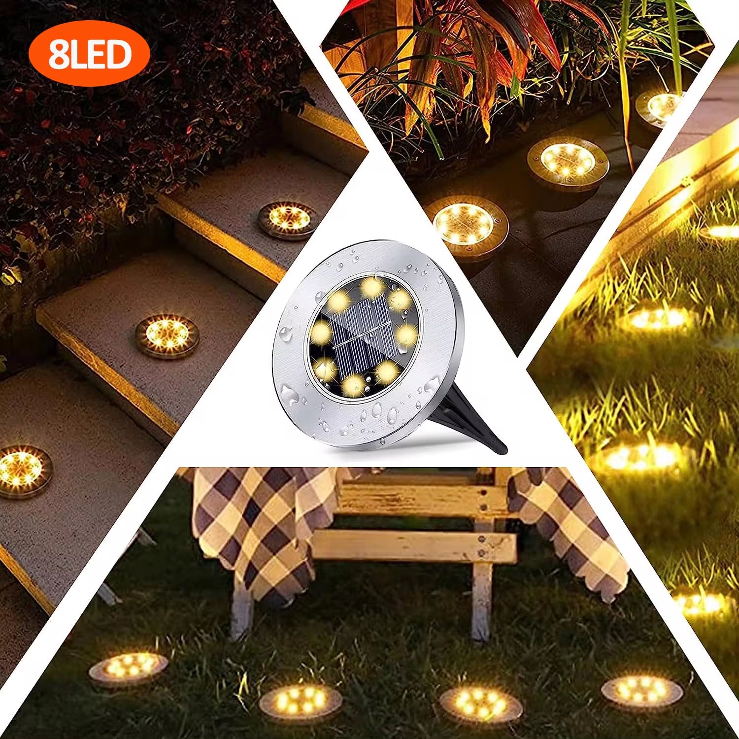 Professional Solar Ground Lights for Outdoor Decoration, 12 LED Waterproof Solar Disk Lights for Gardens, Pathways, Lawns, and Patios